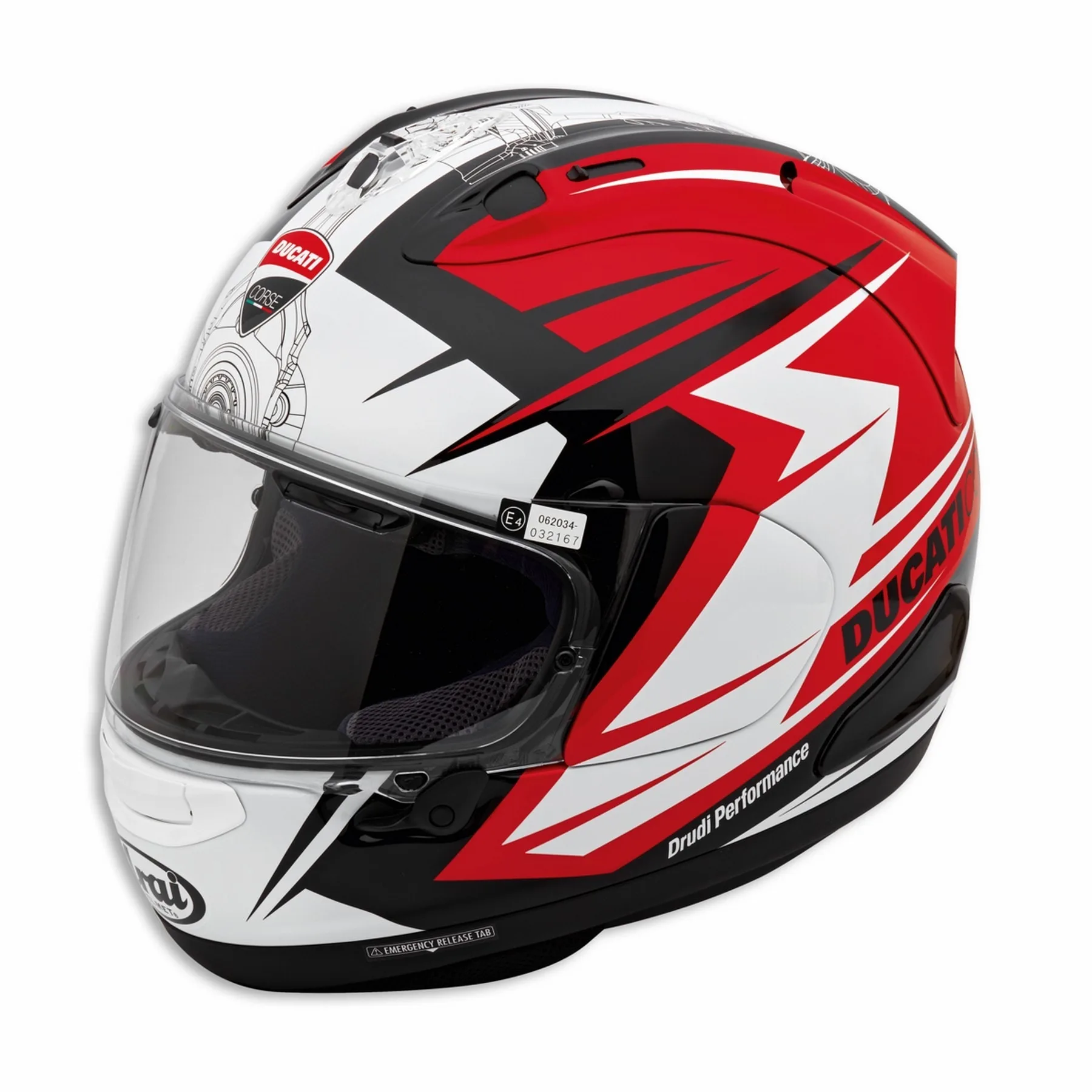 Ducati integralna motoristična čelada CORSE RX-V7 ECE Bela/Rdeča/Črna XS