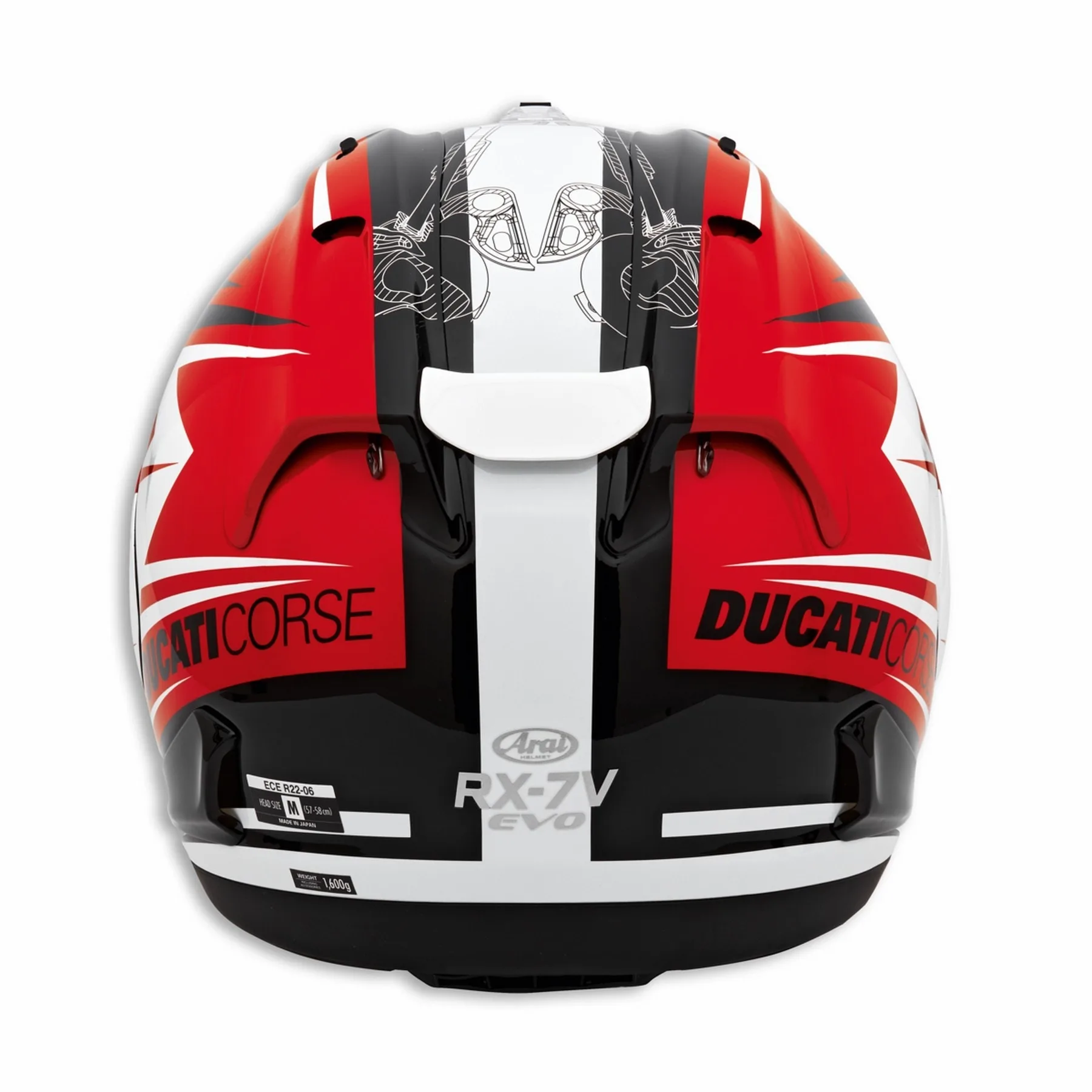 Ducati integralna motoristična čelada CORSE RX-V7 ECE Bela/Rdeča/Črna XS