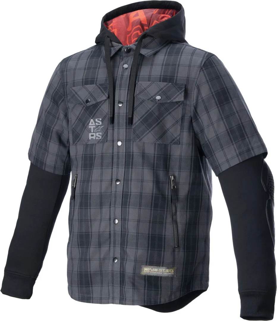 Alpinestars m. motoristična srajca MO.ST.EQ TARTAN dolg rokav s ščitniki Črna/Siva XL