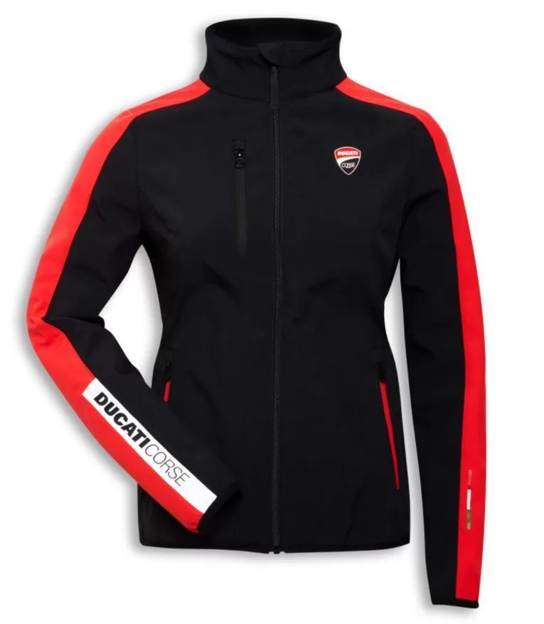 Ducati ž. motoristična jakna THRILL Softshell Črna/Rdeča/Bela XS