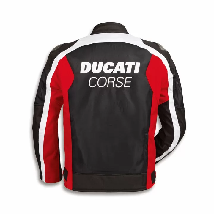 Ducati m. motoristična jakna CORSE C4 SUMMER Tex Črna/Rdeča/Bela 46