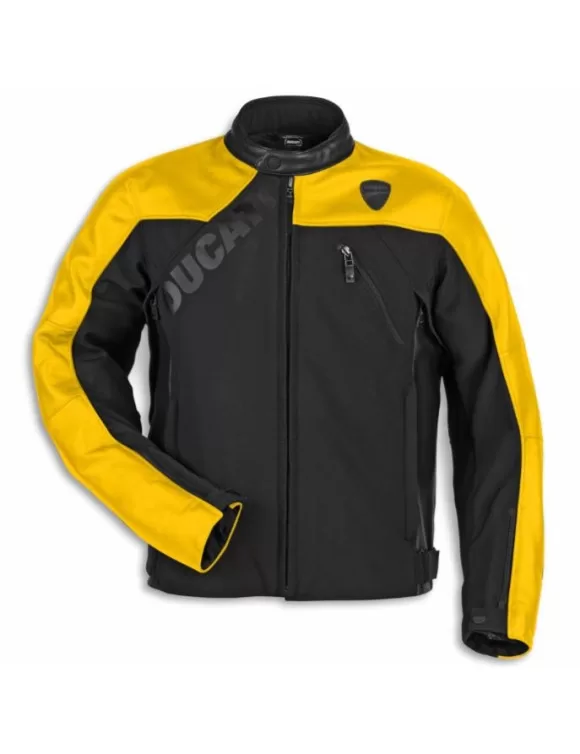 Ducati m. usnjena motoristična jakna LOGO C1 Črna/Rumena 52