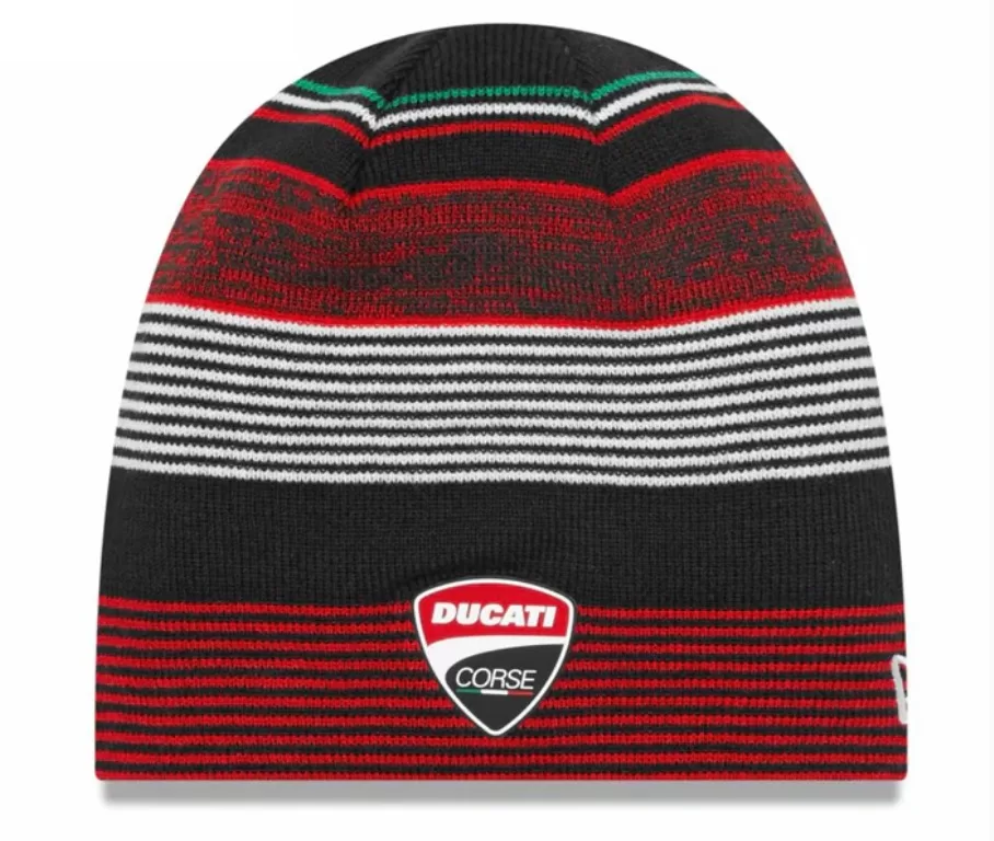 Ducati kapa CORSE BEANIE 22 Črna/Rdeča/Bela