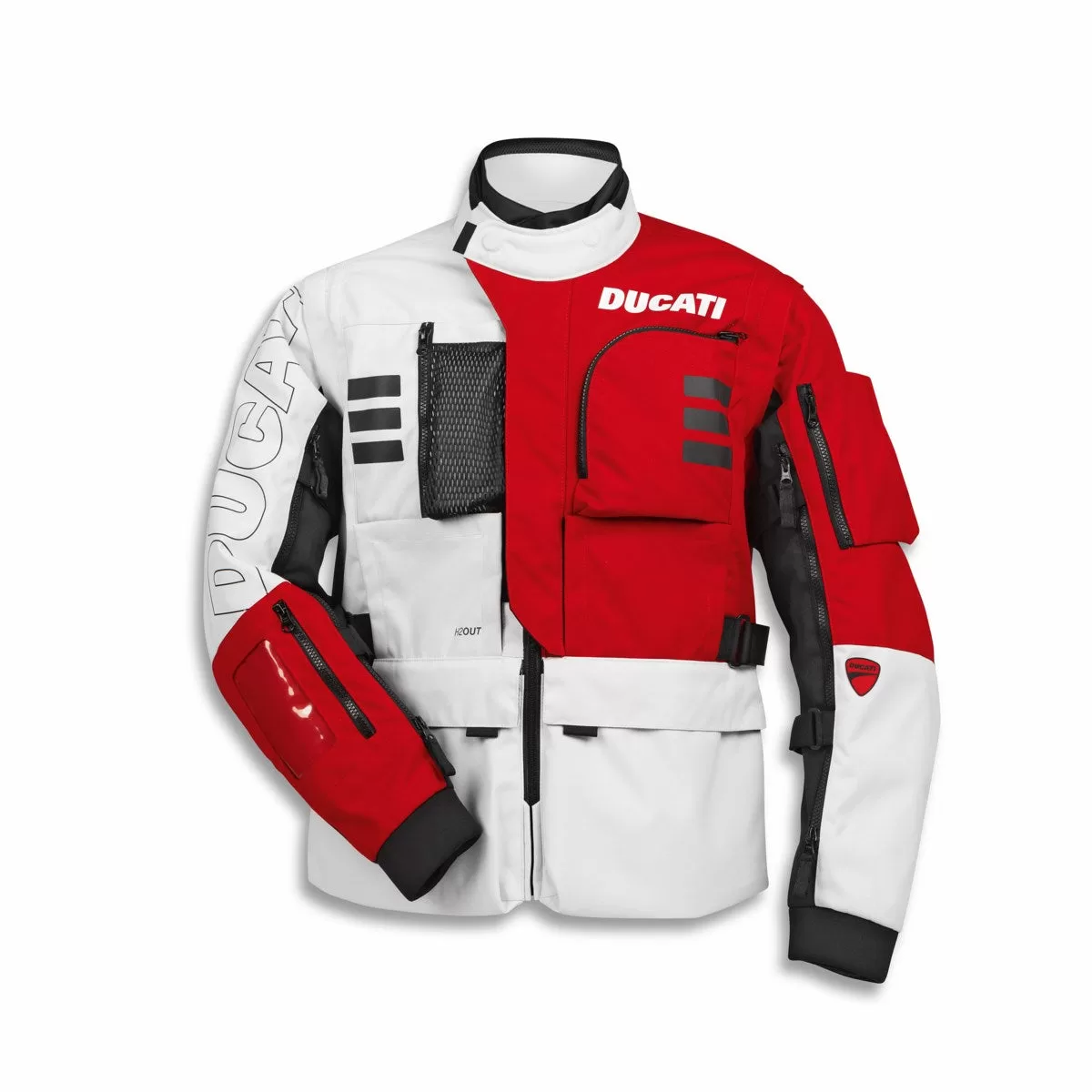 Ducati m. motoristična jakna EXPLORER TEX Bela/Rdeča M