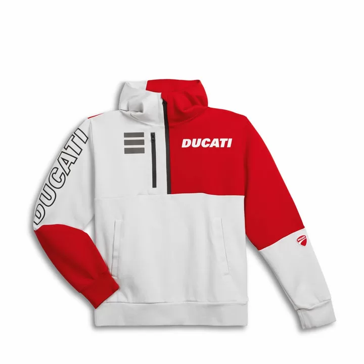 Ducati m. pulover s kapuco EXPLORER Bela/Rdeča XL