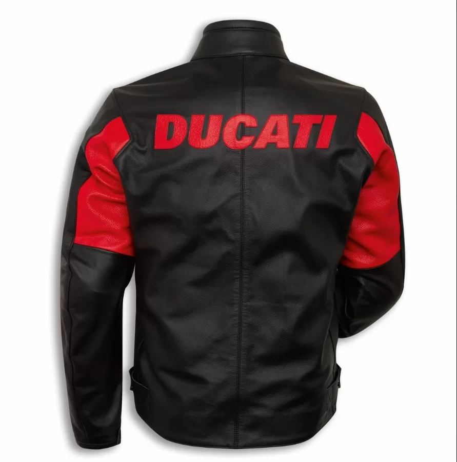 Ducati m. usnjena motoristična jakna COMPANY C4 perforirana Črna/Rdeča 62