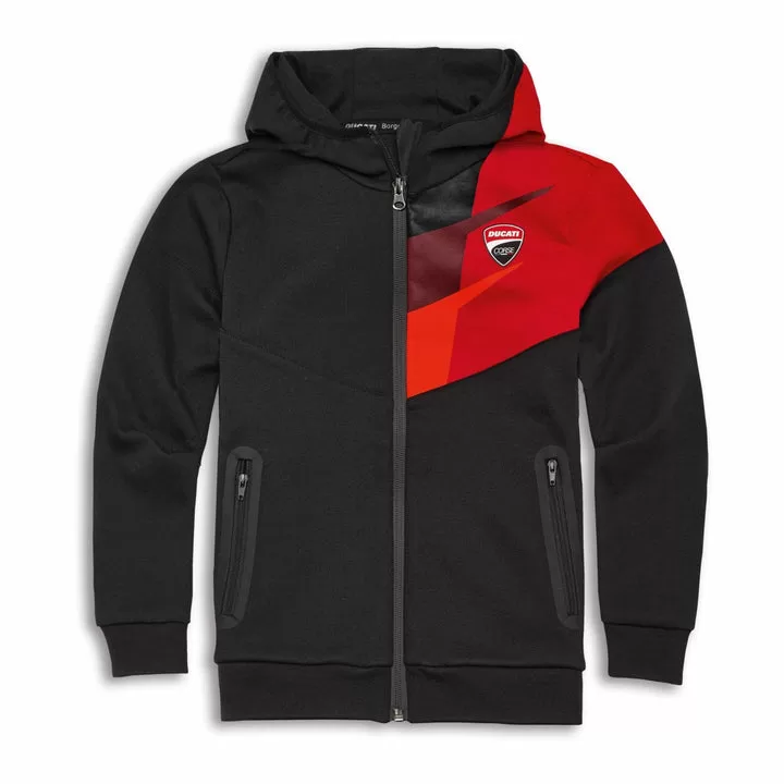 Ducati otroška jopa SWEATSHIRT CORSE SPEED s kapuco Črna/Rdeča 4-6