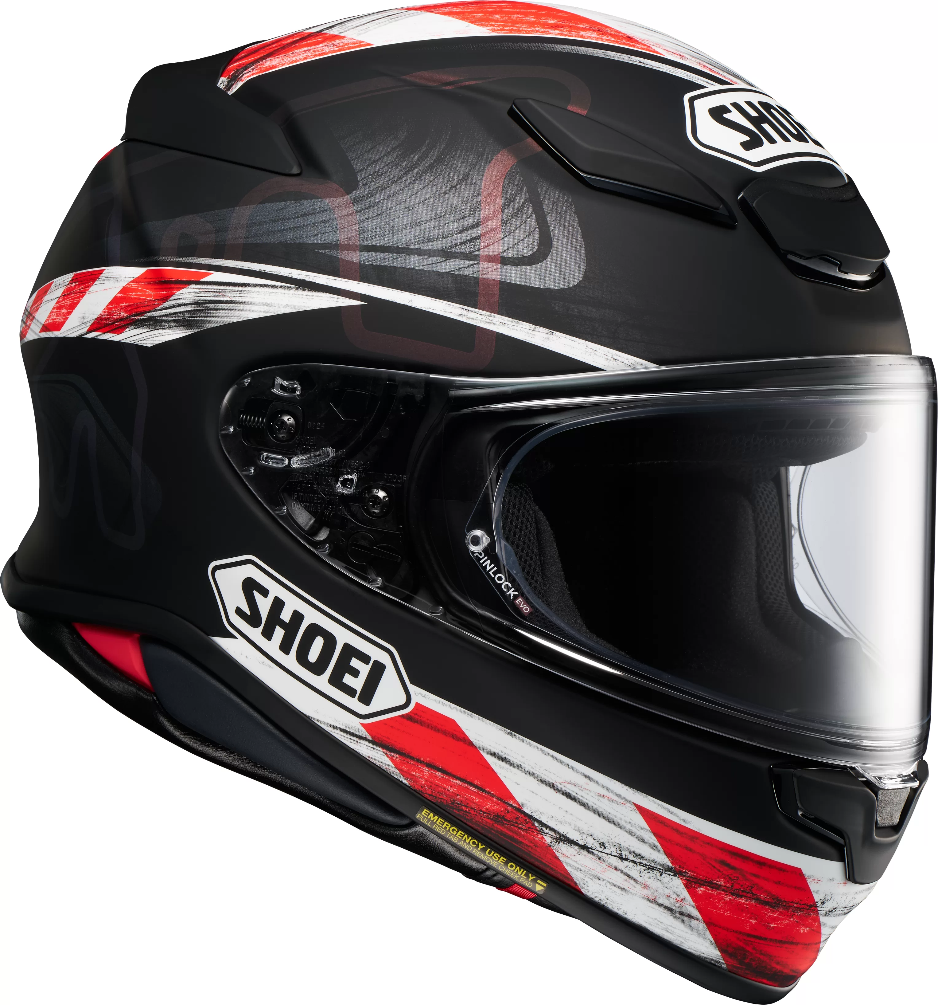 SHOEI integralna motoristična čelada NXR2 Knee Down TC-5 Črna Mat/Bela/Rdeča/Viola M