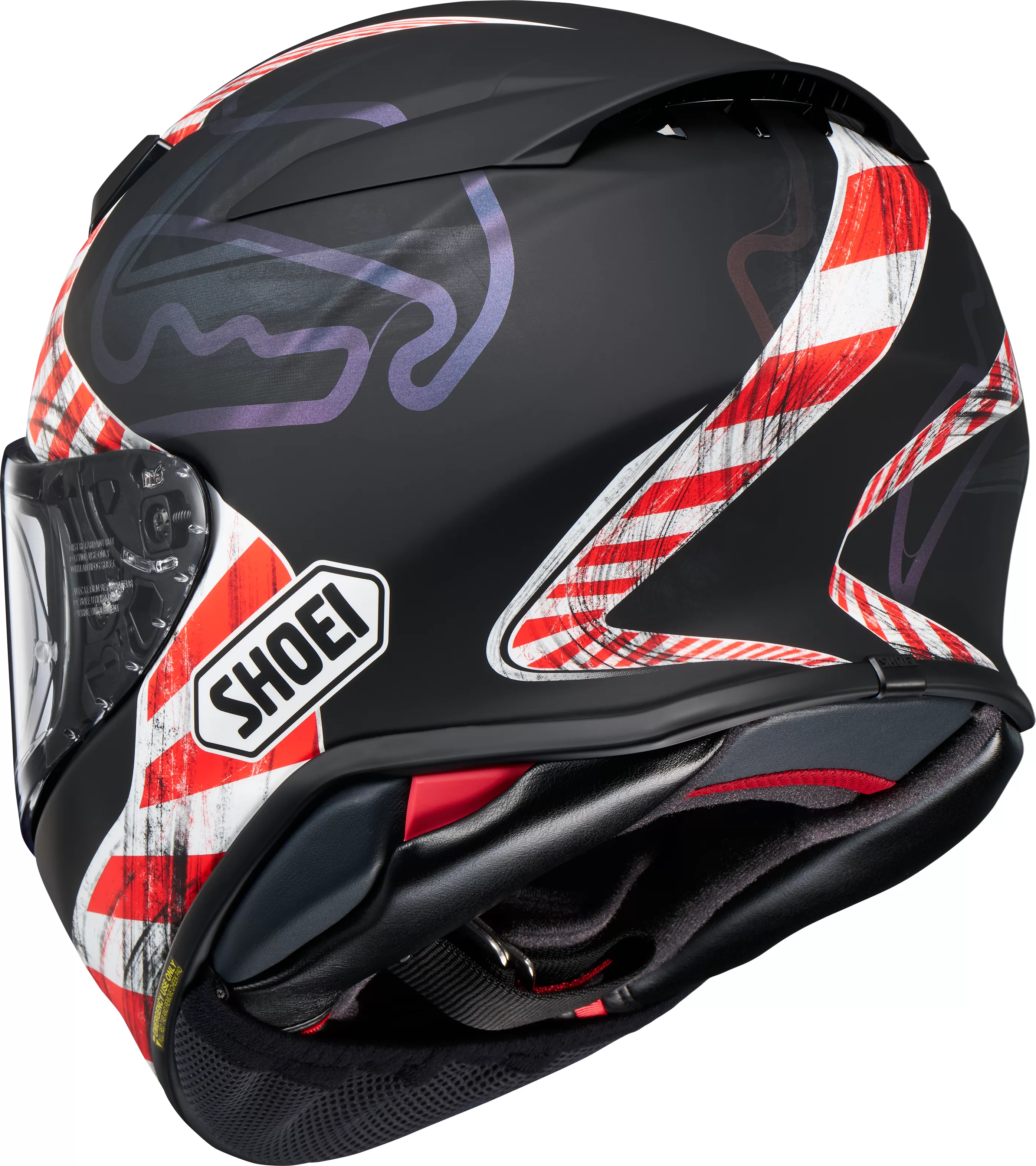 SHOEI integralna motoristična čelada NXR2 Knee Down TC-5 Črna Mat/Bela/Rdeča/Viola XS