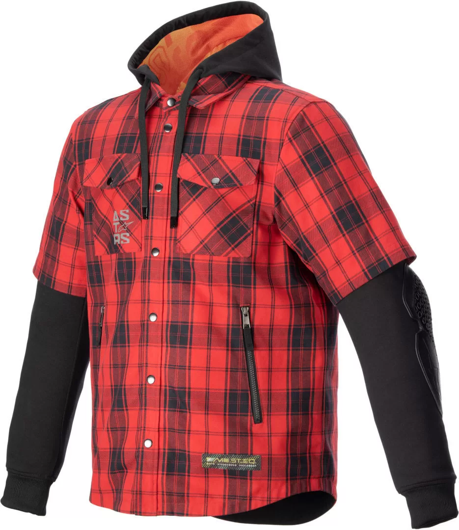 Alpinestars m. motoristična srajca MO.ST.EQ TARTAN dolg rokav s ščitniki Rdeča/Črna S