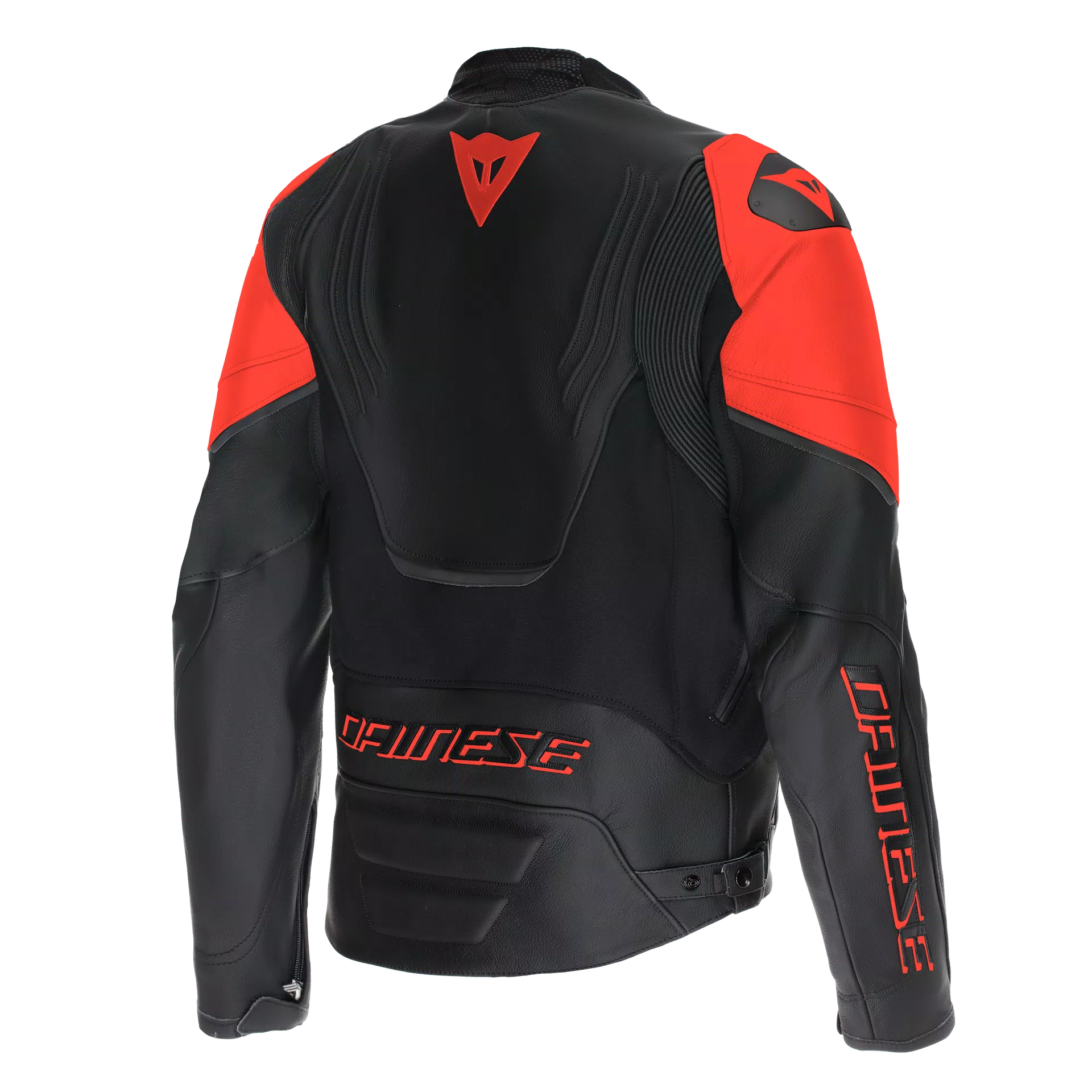 Dainese m. usnjena motoristična jakna RACING 5 Črna/Črna/Rdeča Fluo 48