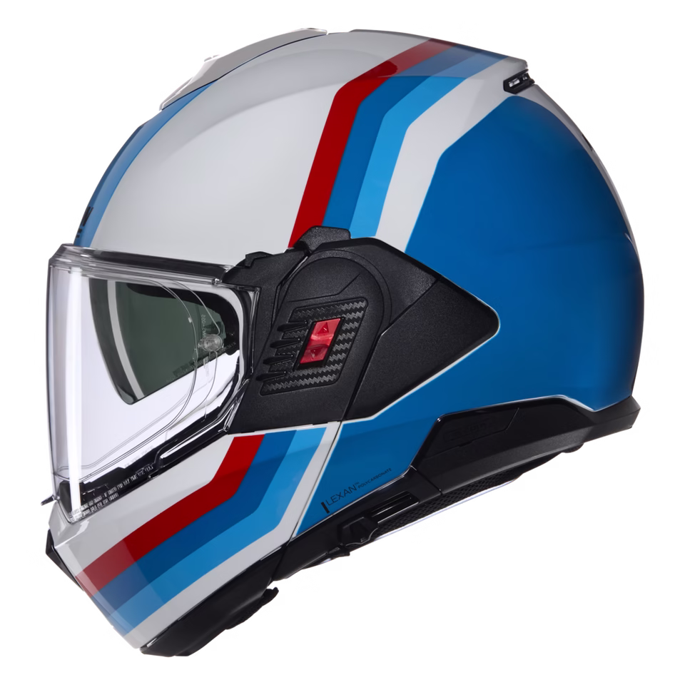 NOLAN preklopna motoristična čelada N120-1 Lineo 347 N-Com FLIP-BACK Bela/Modra/Rdeča S