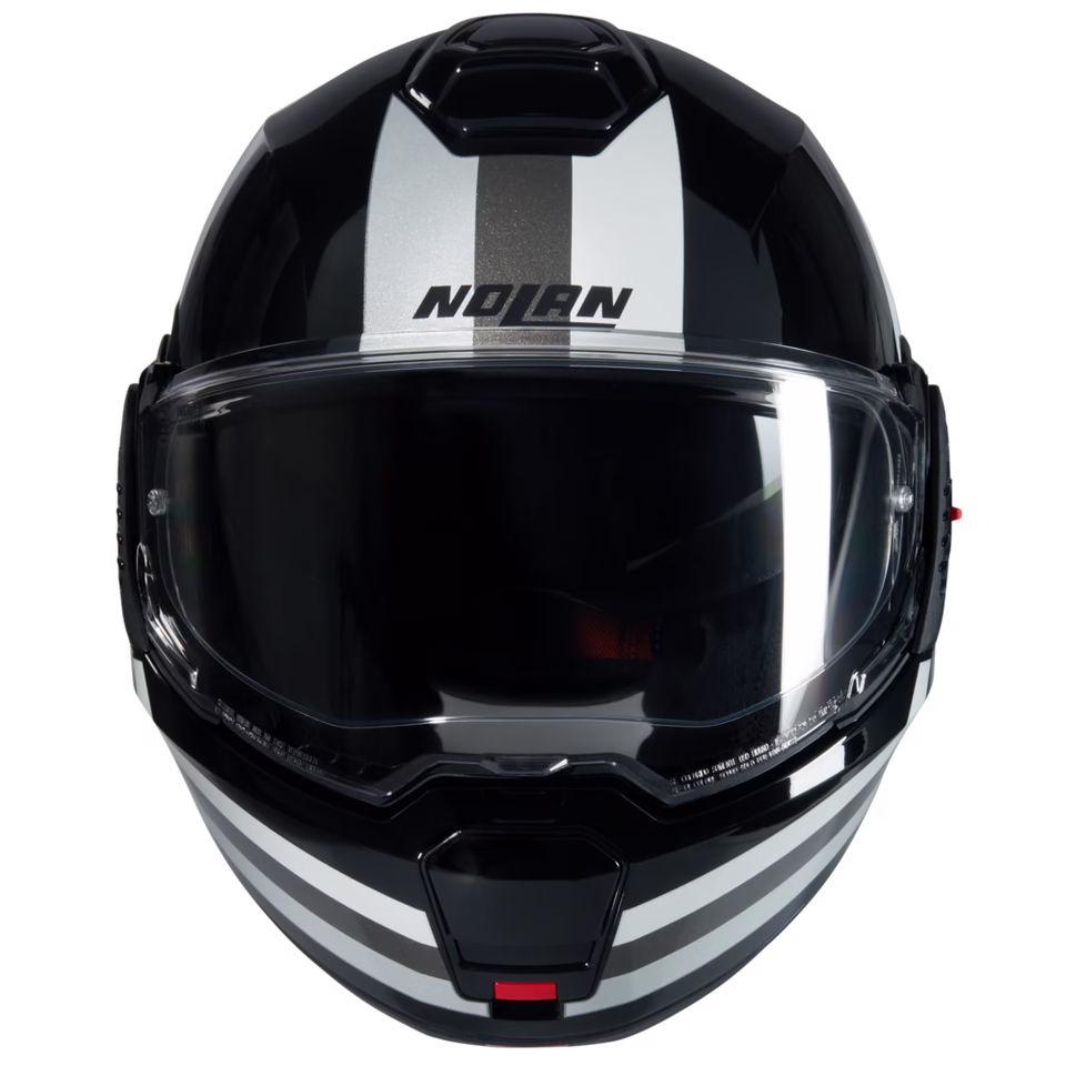 NOLAN preklopna motoristična čelada N120-1 Lineo 348 N-Com FLIP-BACK Črna/Bela/Srebrna M