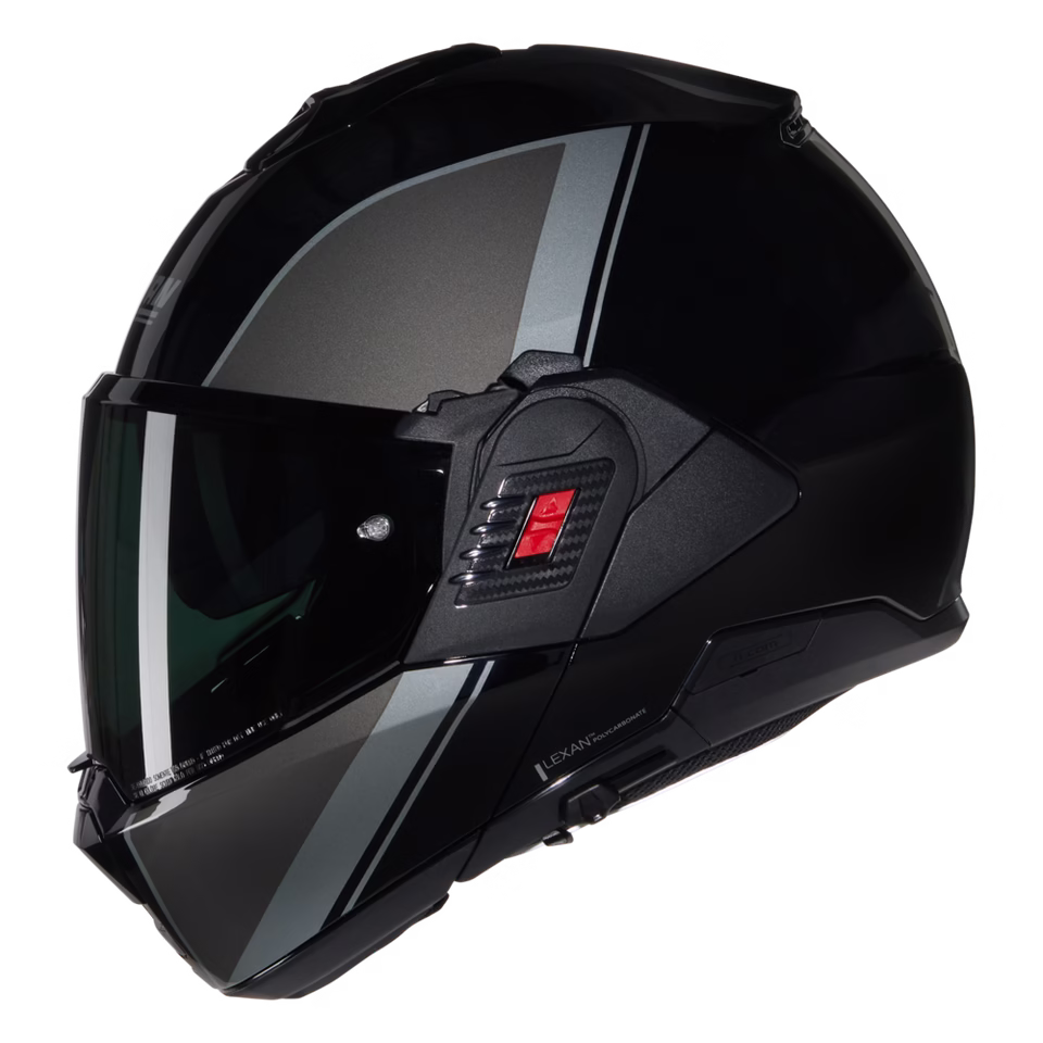 NOLAN preklopna motoristična čelada N120-1 Vernicatura Speciale 341 N-Com FLIP-BACK Črna/Siva/Srebrna L