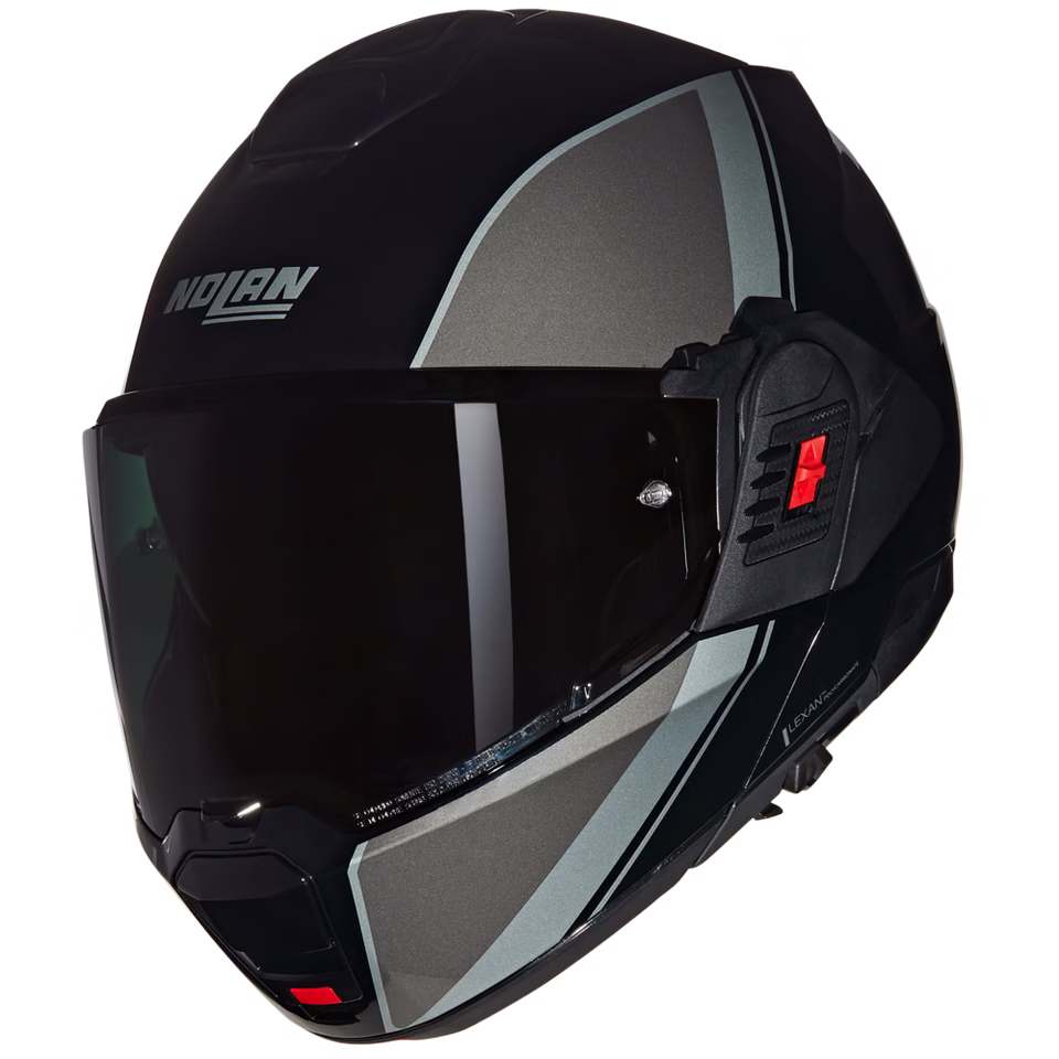 NOLAN preklopna motoristična čelada N120-1 Vernicatura Speciale 341 N-Com FLIP-BACK Črna/Siva/Srebrna L
