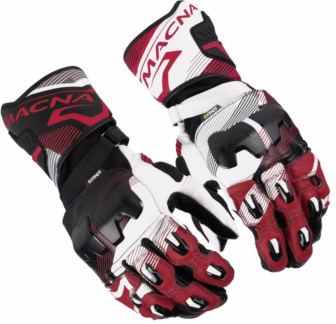 Macna m. motoristične rokavice POWERTRACK 2.0 Črna/Temno Rdeča/Bela M