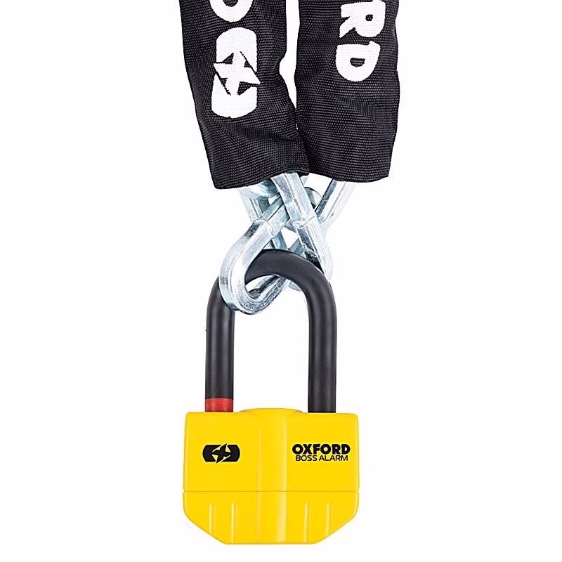 OXFORD ključavnica z alarmom BOSS 12mm+1,5m veriga Rumena/Črna