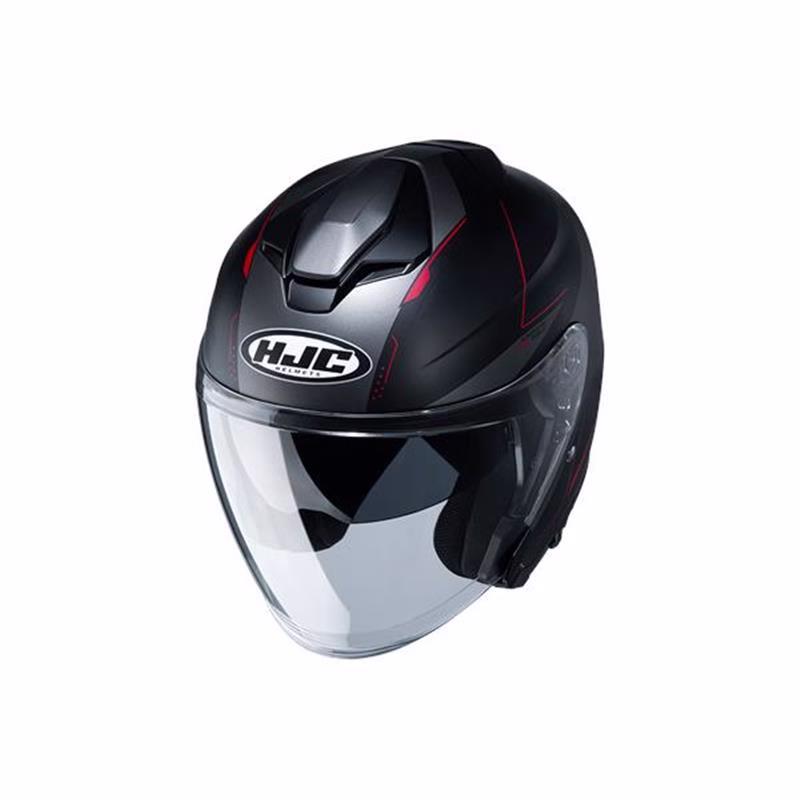 HJC jet motoristična čelada i30 SLIGHT MC1SF Črna Mat/Siva/Rdeča S