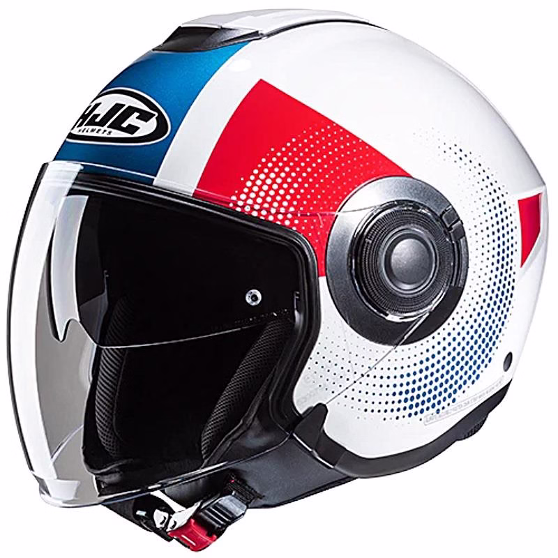 HJC jet motoristična čelada i40N PYLE MC21 Bela/Modra/Rdeča L