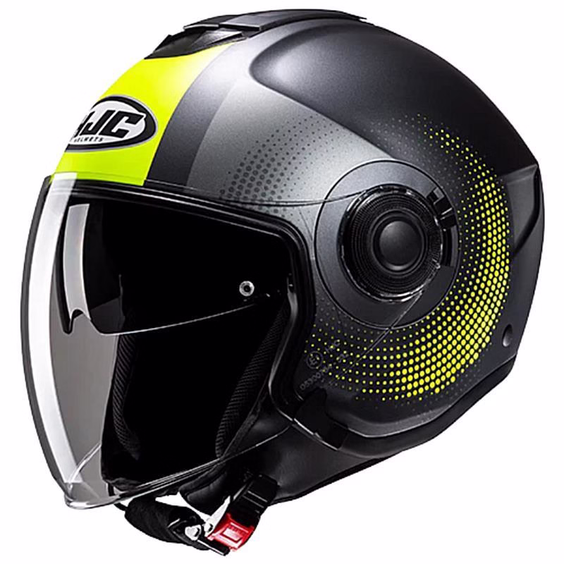 HJC jet motoristična čelada i40N PYLE MC3HSF Črna Mat/Rumena/Siva M