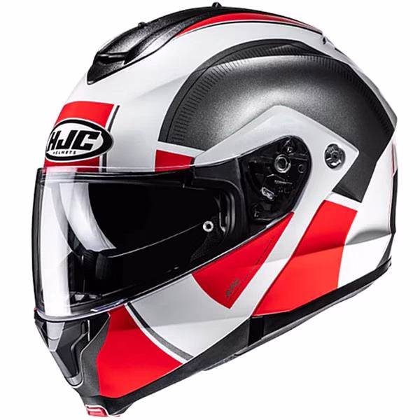 HJC preklopna motoristična čelada C91N JYN MC1 Bela/Rdeča/Črna XL