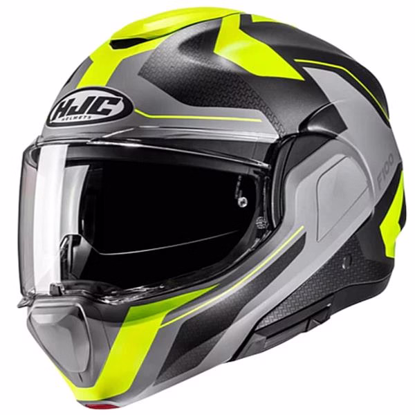 HJC preklopna motoristična čelada F100 BIOS MC3HSF Siva Mat/Črna/Rumena L