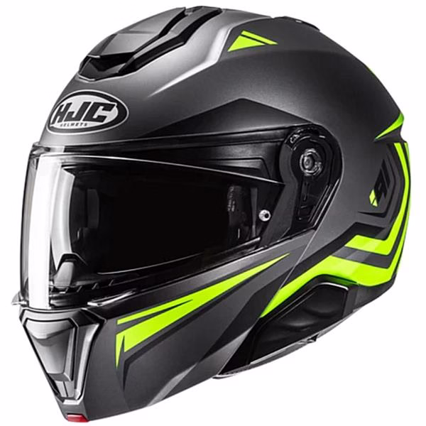 HJC preklopna motoristična čelada i91 TRICUS MC3HSF Siva Mat/Rumena 2XL