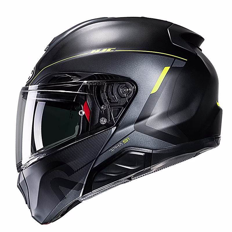 HJC preklopna motoristična čelada RPHA 91 COMBUST MC3HSF Črna Mat/Siva/Rumena 2XL
