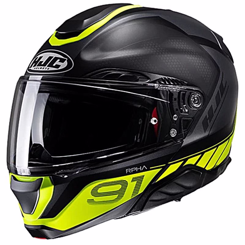 HJC preklopna motoristična čelada RPHA 91 RAFINO MC3HSF Črna Mat/Siva/Rumena 2XL