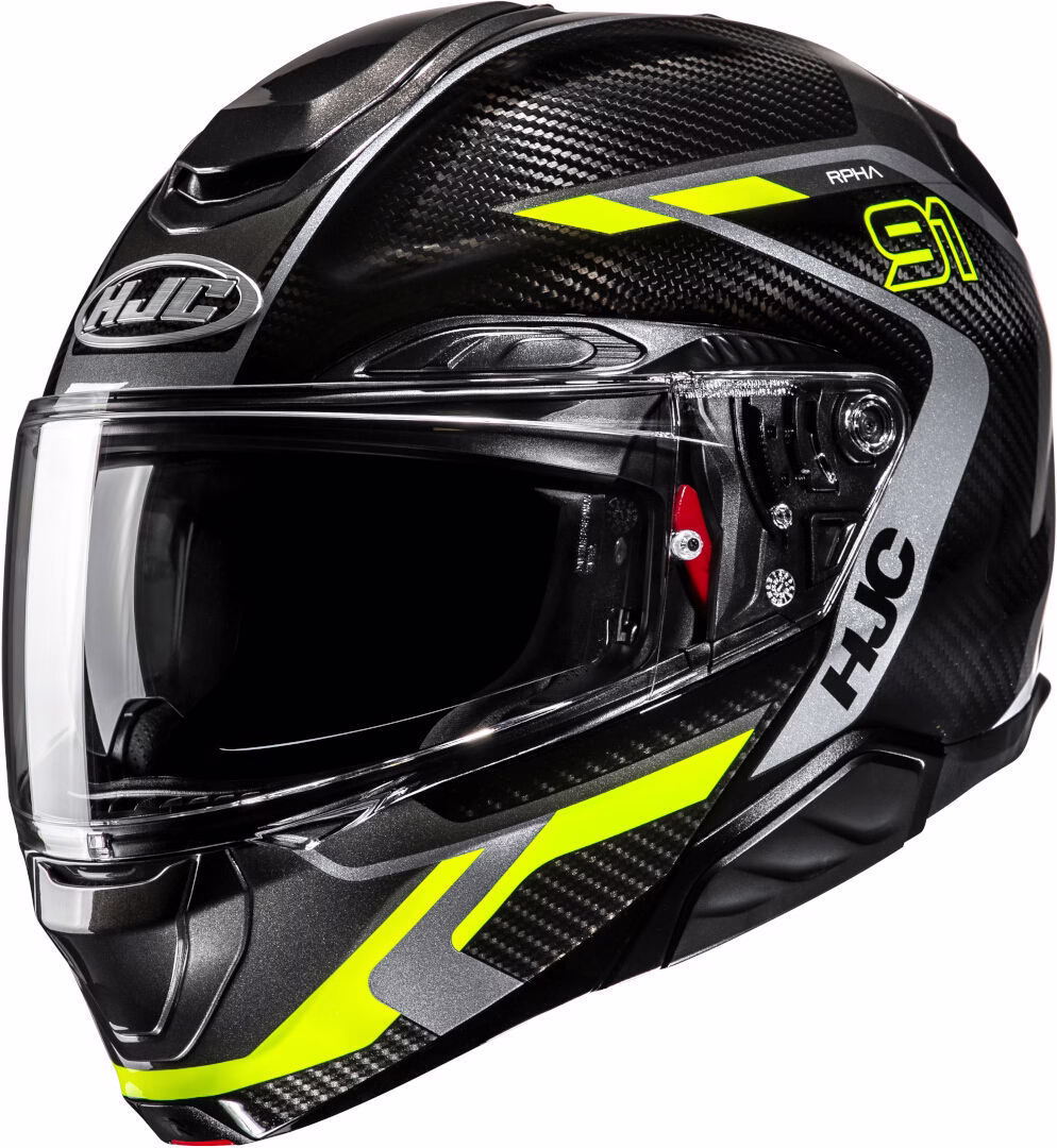 HJC preklopna motoristična čelada RPHA 91 CARBON LAGOS MC3H Carbon/Rumena XS