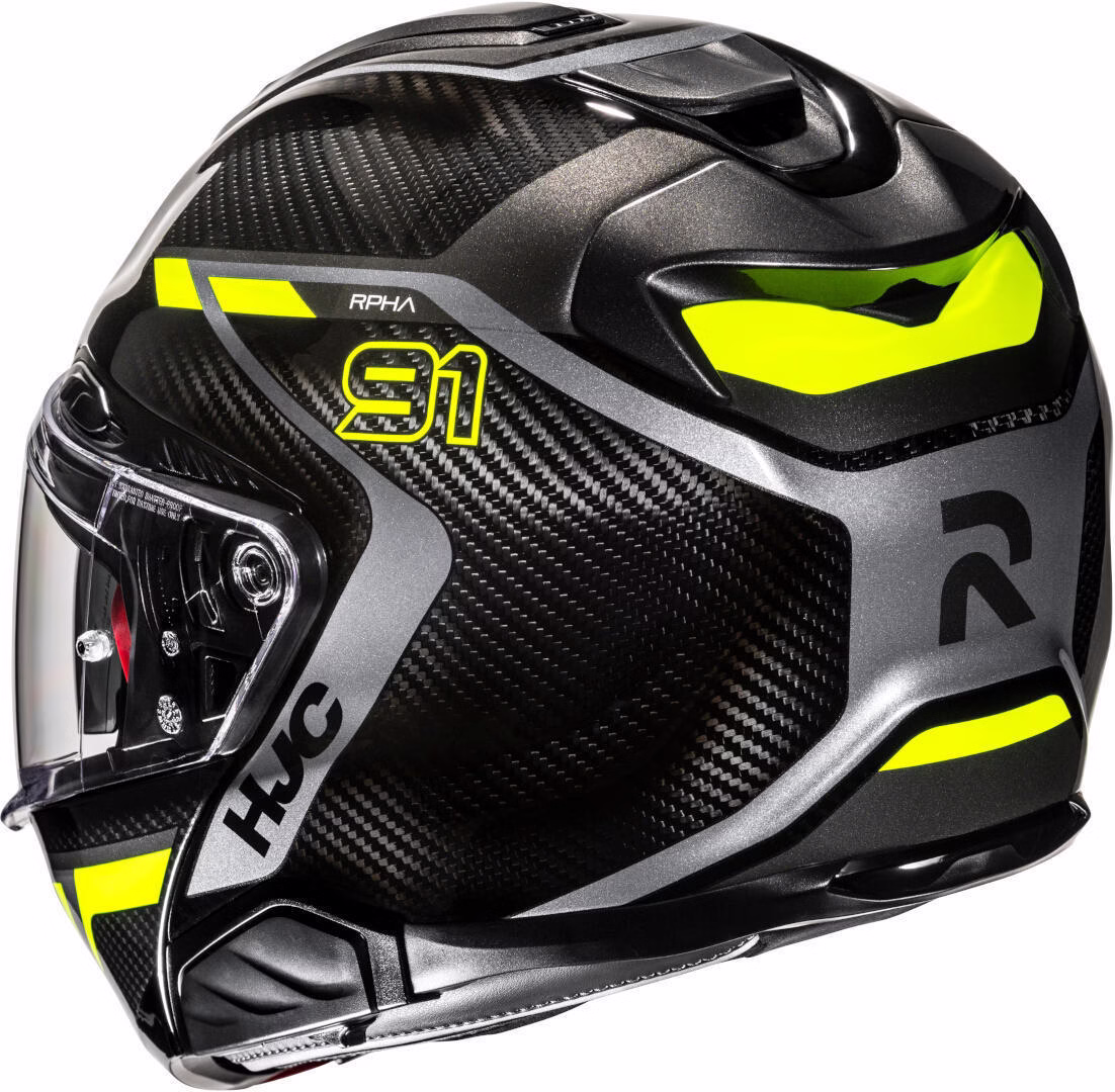 HJC preklopna motoristična čelada RPHA 91 CARBON LAGOS MC3H Carbon/Rumena XS