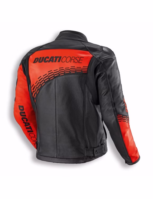 Ducati m. usnjena motoristična jakna CORSE C7 Črna/Črna/Rdeča 50
