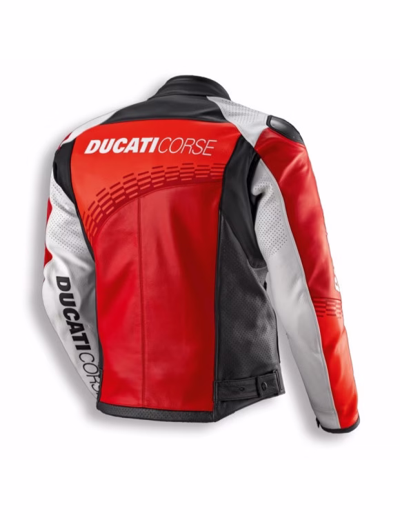 Ducati m. usnjena motoristična jakna CORSE C7 - perforirana Rdeča/Črna/Bela 54