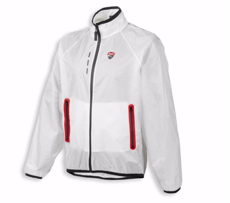 Ducati dežna motoristična jakna DESMO Bela/Rdeča M