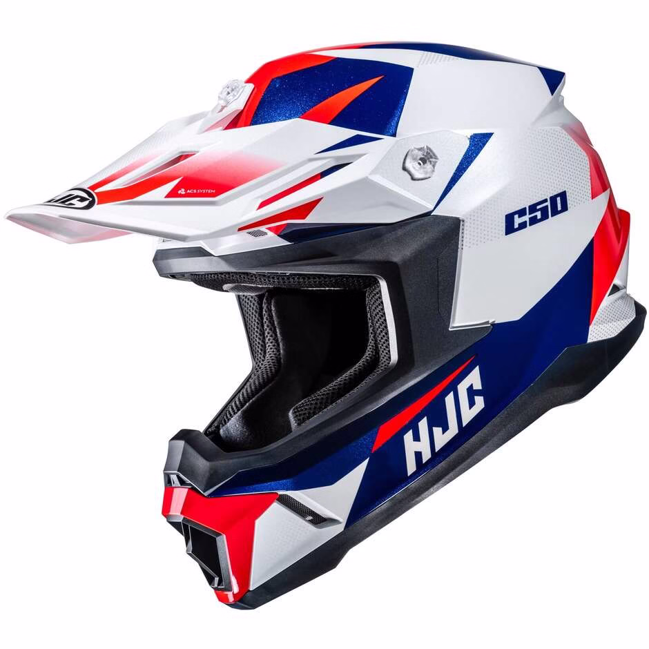 HJC crossover motoristična čelada C50 SLIDE MC21 Bela/Modra/Rdeča S
