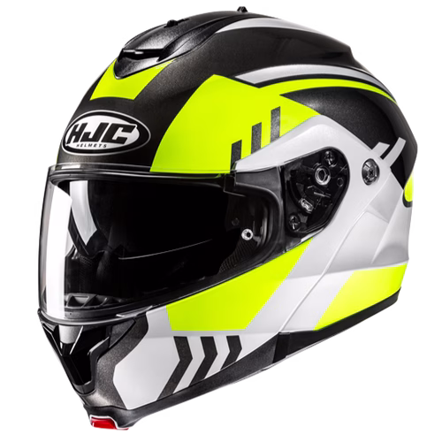 HJC preklopna motoristična čelada C91N KAON MC3H Črna Mat/Rumena/Bela XS