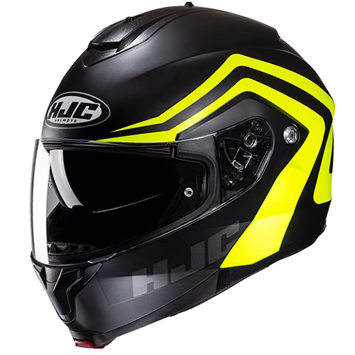 HJC preklopna motoristična čelada C91N NEPOS MC3HSF Črna Mat/Rumena 2XL