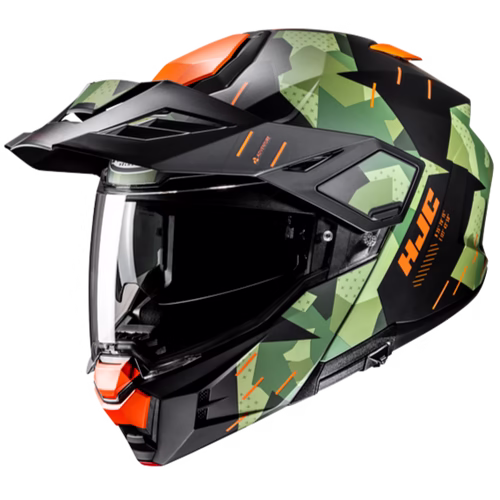 HJC preklopna motoristična čelada i80 ROKI MC47SF Zelena/Črna/Oranžna M