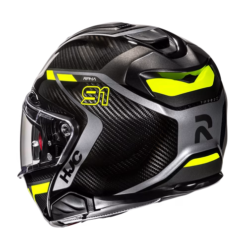 HJC preklopna motoristična čelada RPHA 91 CARBON LAGOS MC3H Carbon/Rumena XL