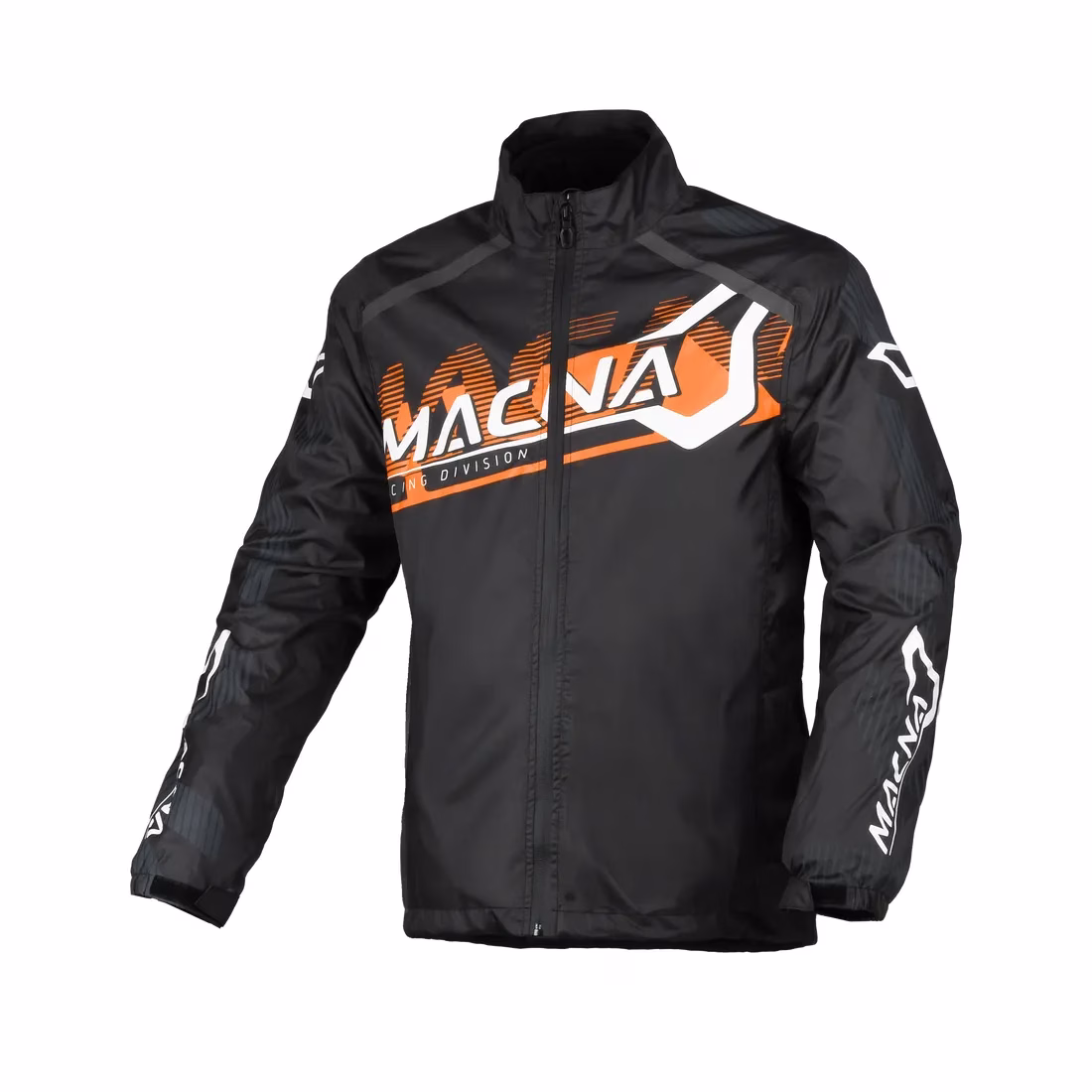 Macna dežna motoristična jakna RAINOSSI Črna/Oranžna/Bela XL