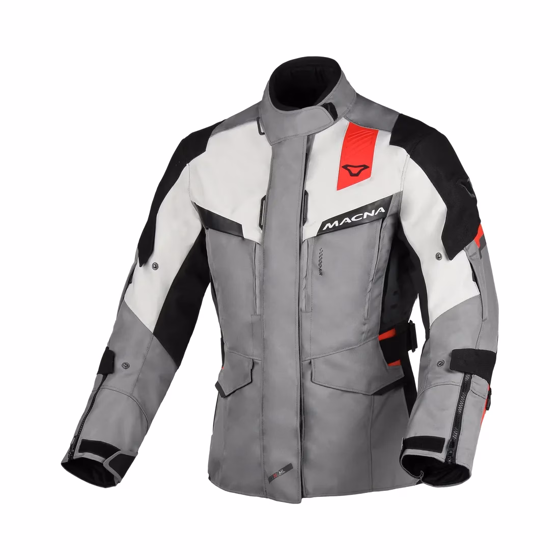 Macna ž. motoristična jakna ZASTRA Raintex Siva/Črna/Rdeča XL