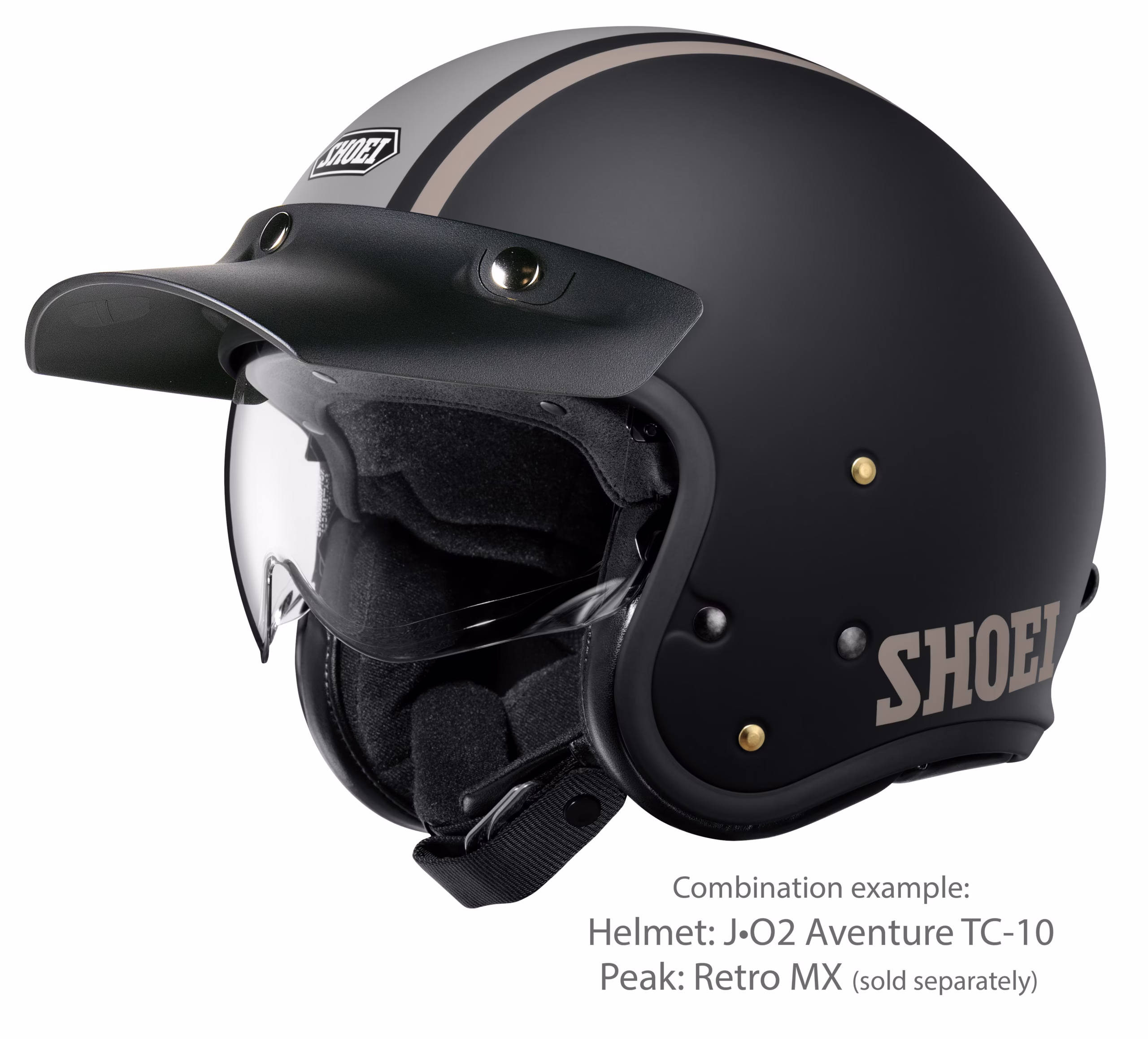 SHOEI jet motoristična čelada J-O2 Aventure TC-10 Črna Mat/Siva/Bela M