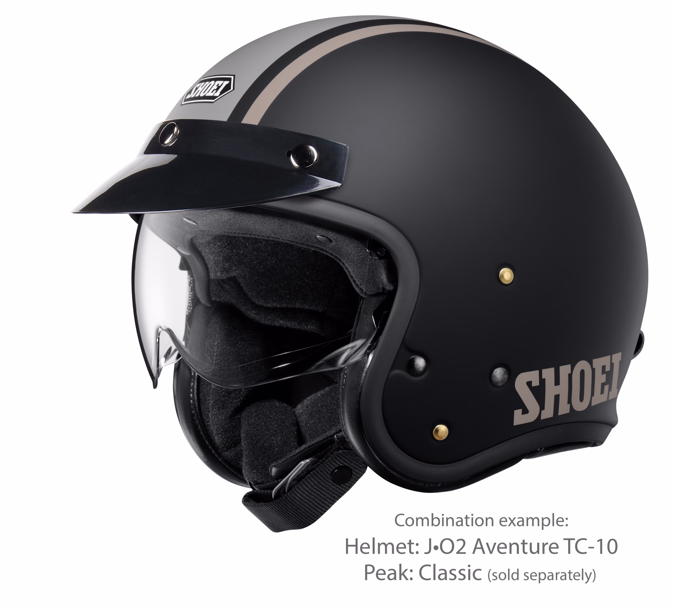 SHOEI jet motoristična čelada J-O2 Aventure TC-10 Črna Mat/Siva/Bela XS