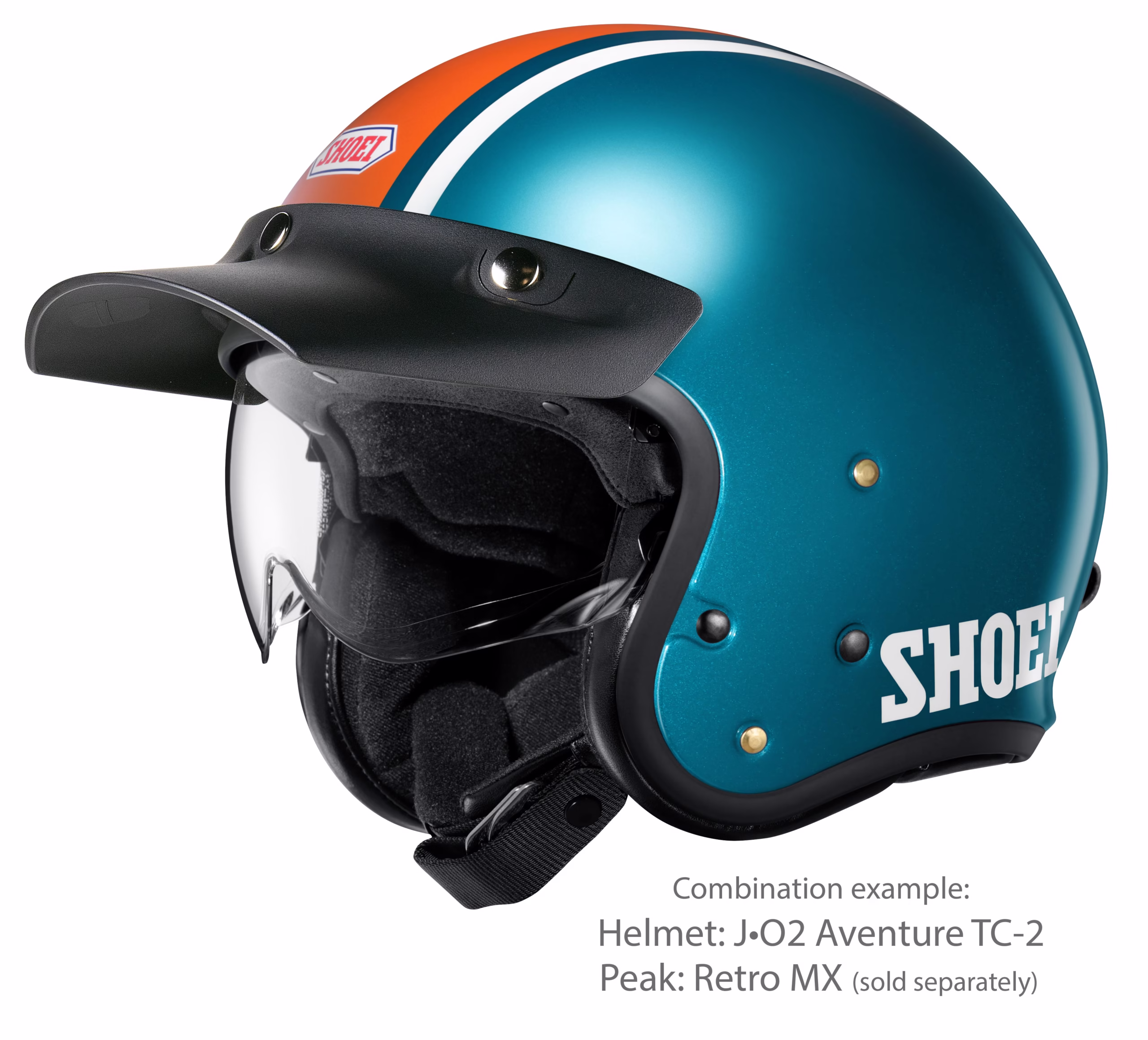SHOEI jet motoristična čelada J-O2 Aventure TC-2 Modra/Oranžna/Bela L