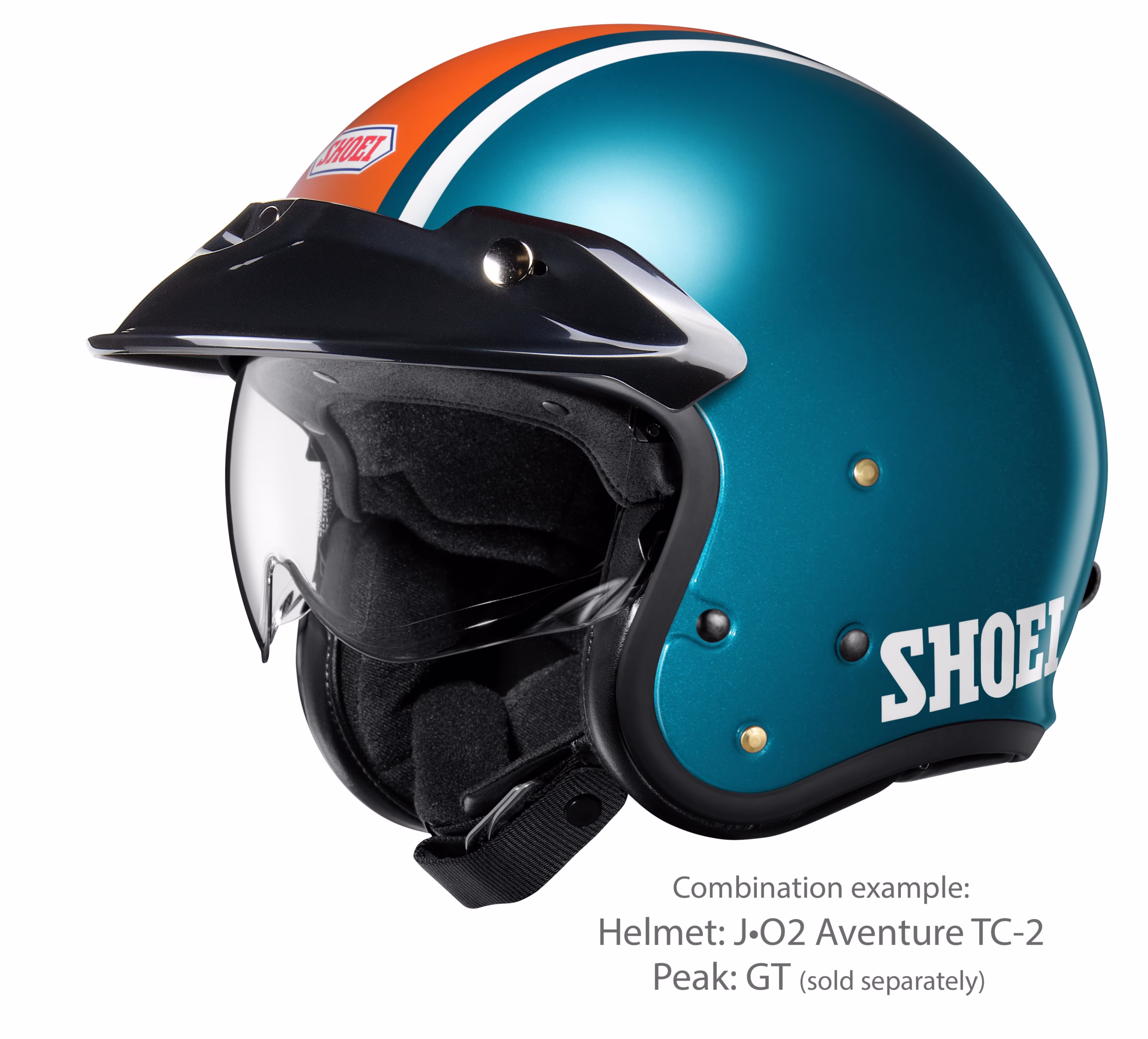 SHOEI jet motoristična čelada J-O2 Aventure TC-2 Modra/Oranžna/Bela M