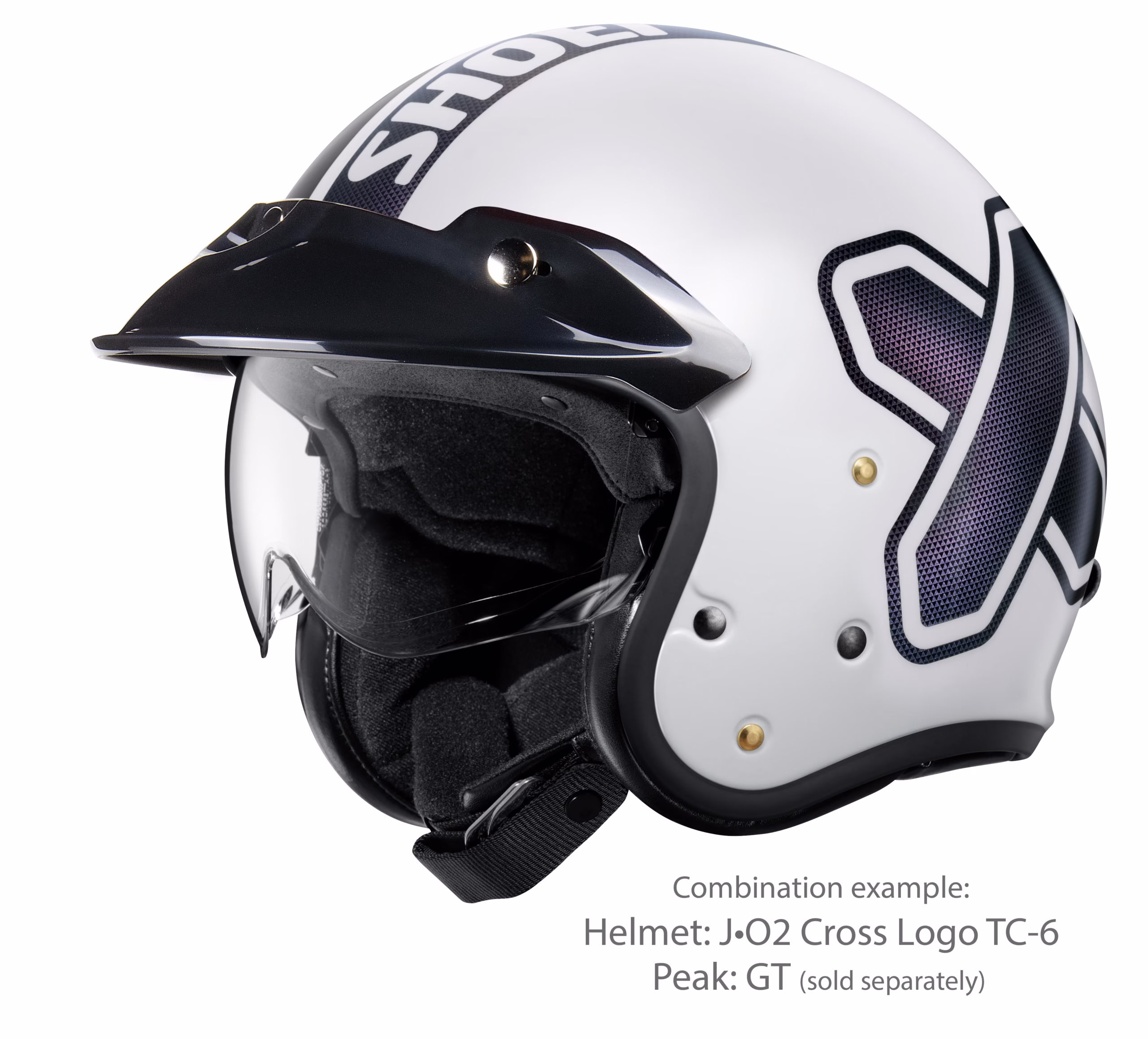 SHOEI jet motoristična čelada J-O2 Cross Logo TC-6 Bela/Črna/Viola/Modra S