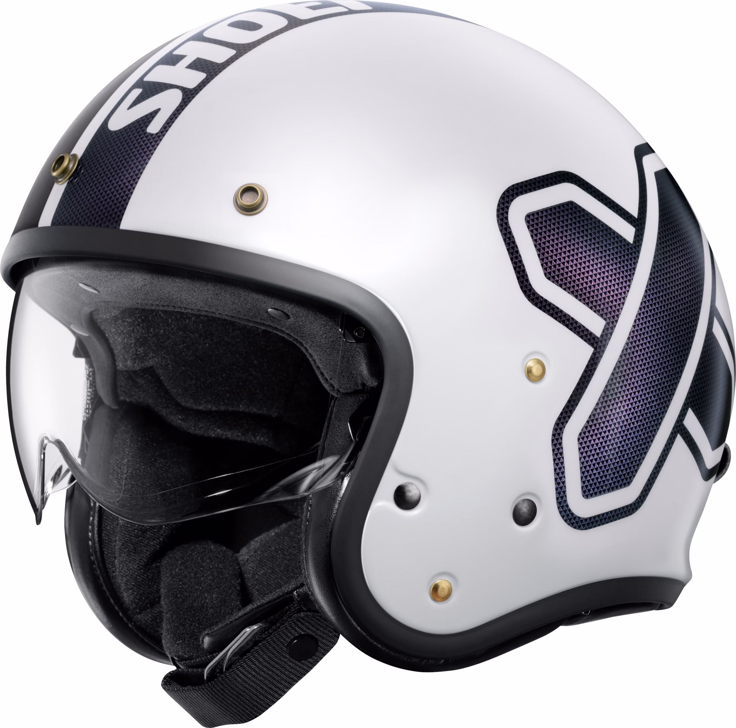 SHOEI jet motoristična čelada J-O2 Cross Logo TC-6 Bela/Črna/Viola/Modra XS