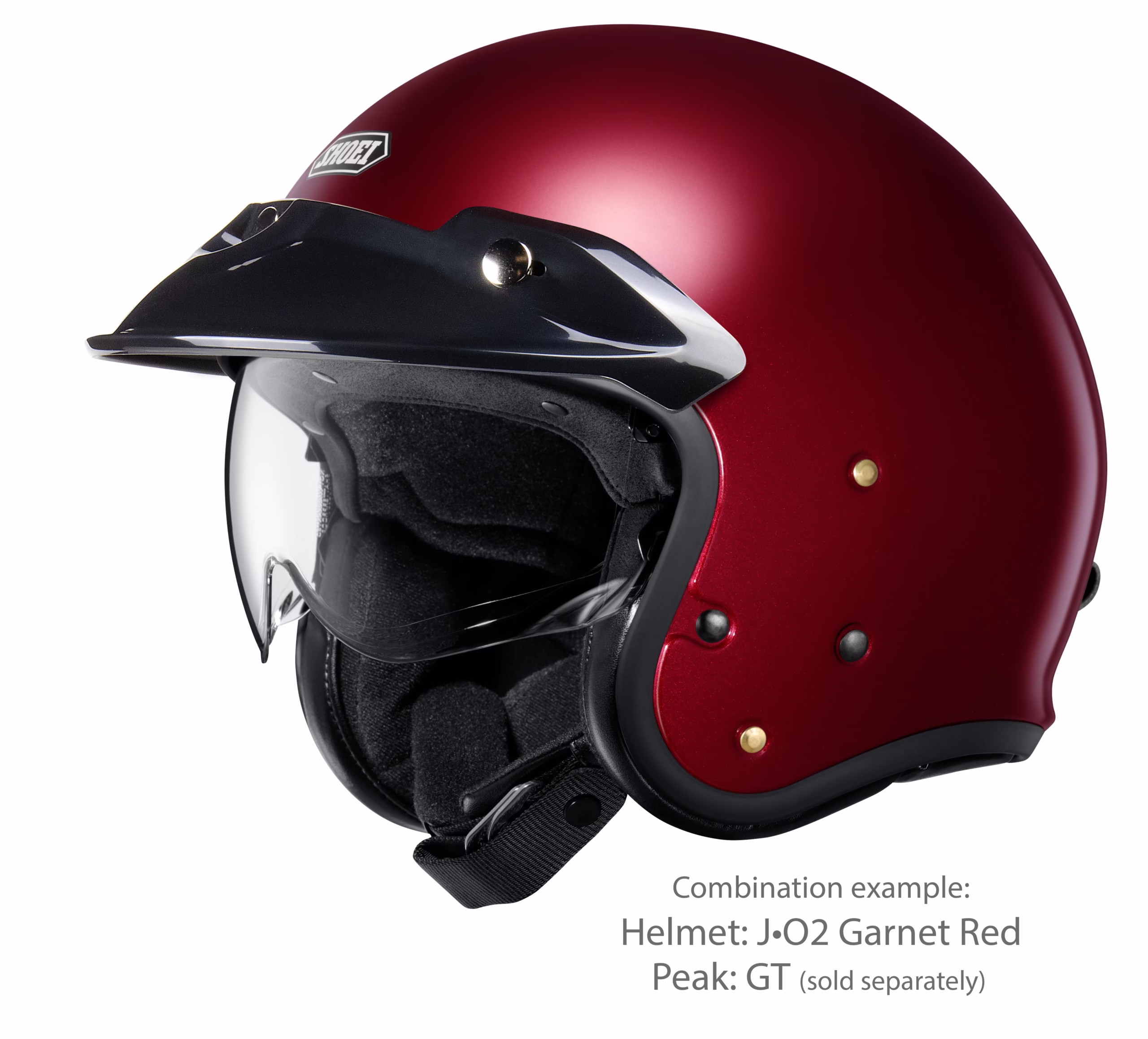 SHOEI jet motoristična čelada J-O2 Garnet Metalic Rdeča L