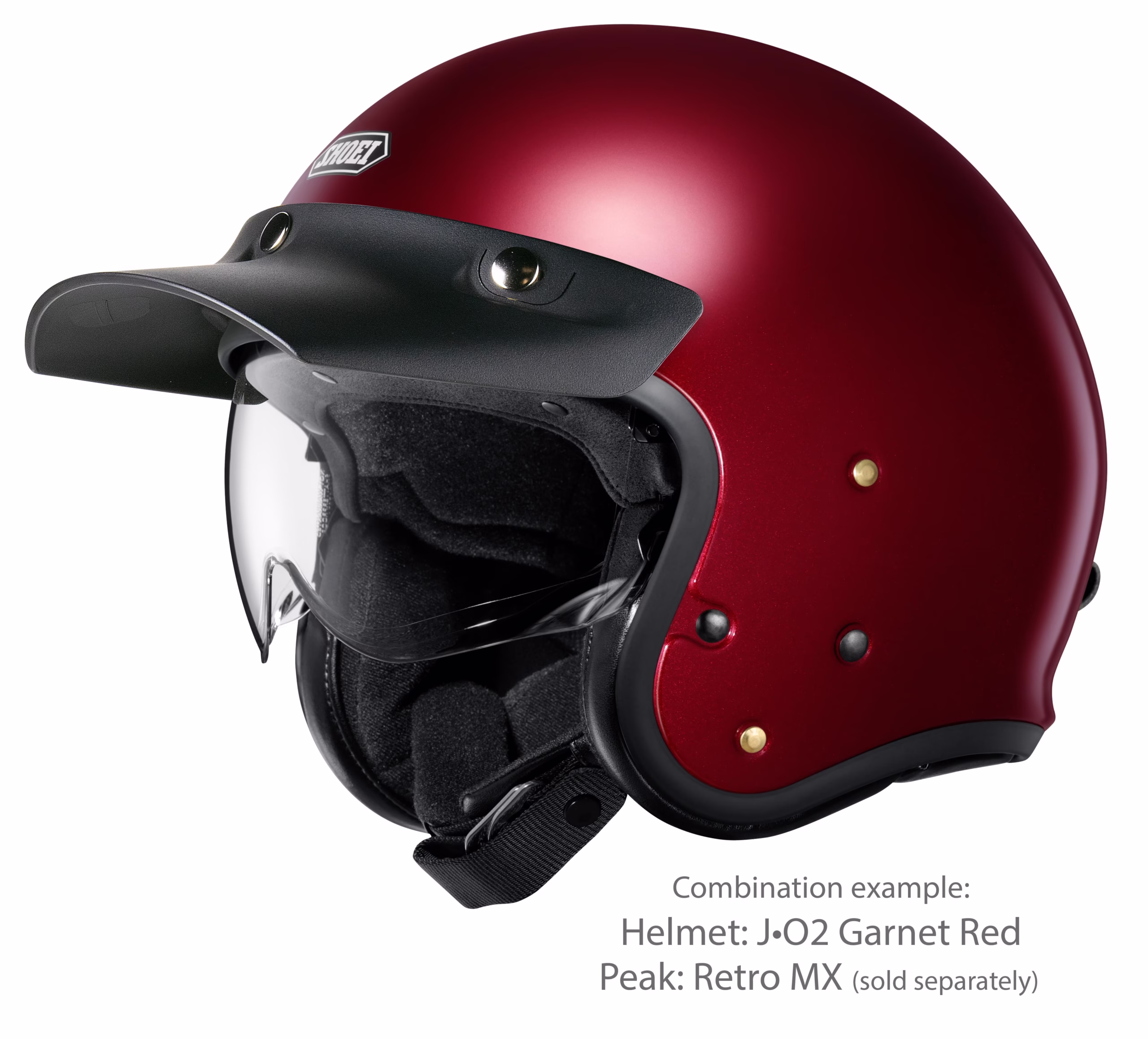SHOEI jet motoristična čelada J-O2 Garnet Metalic Rdeča M