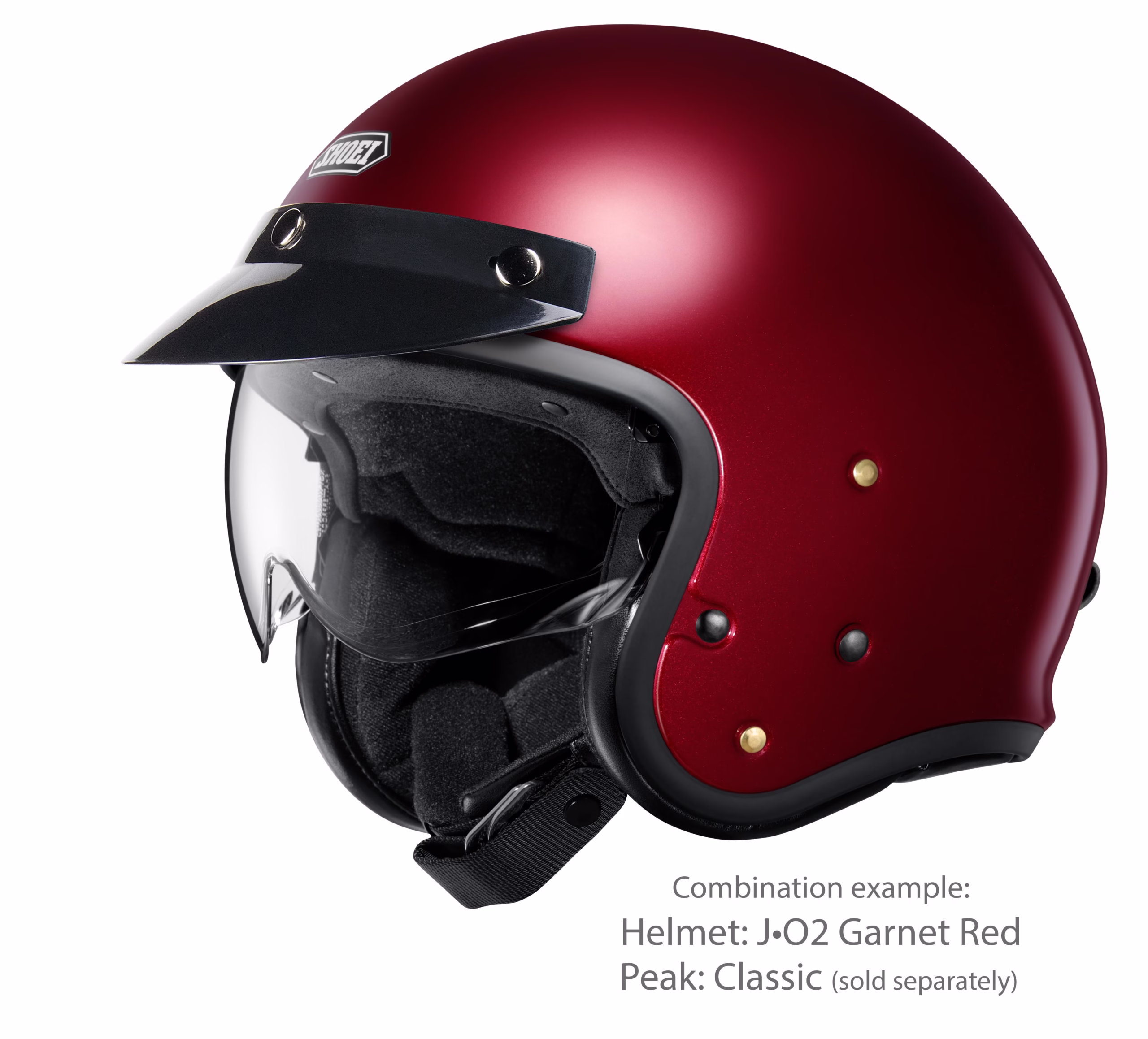 SHOEI jet motoristična čelada J-O2 Garnet Metalic Rdeča M